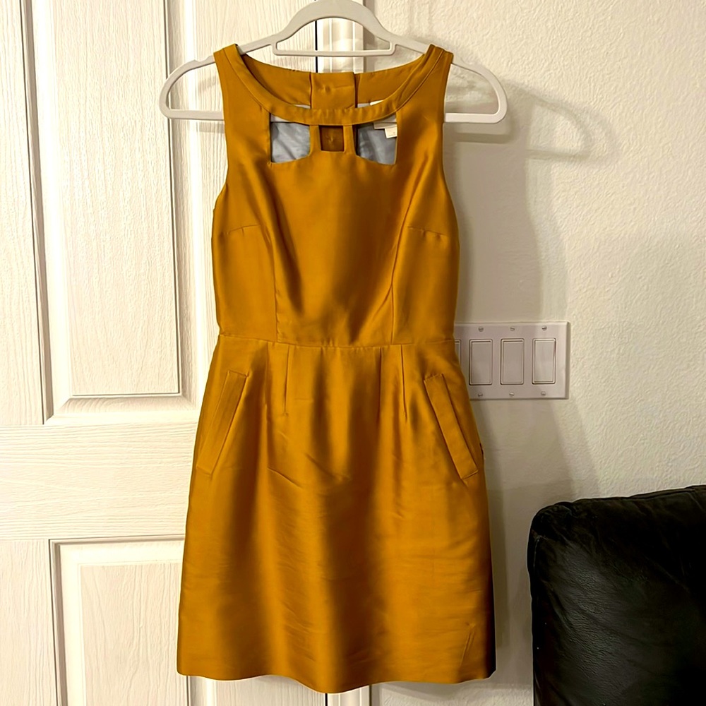 Maeve Metallic Gold Mini Dress